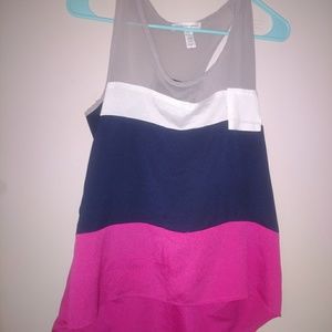 Small color block tank navy pink white grey